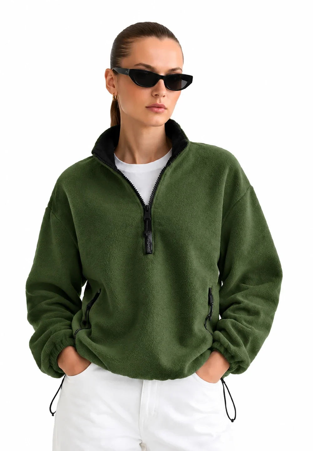 Women's Oversized Half-Zip Fleece Pullover