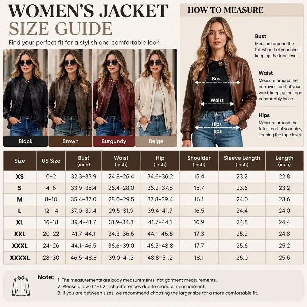 Women's Faux Leather Stand Collar Jacket – Lightweight Everyday Outerwear