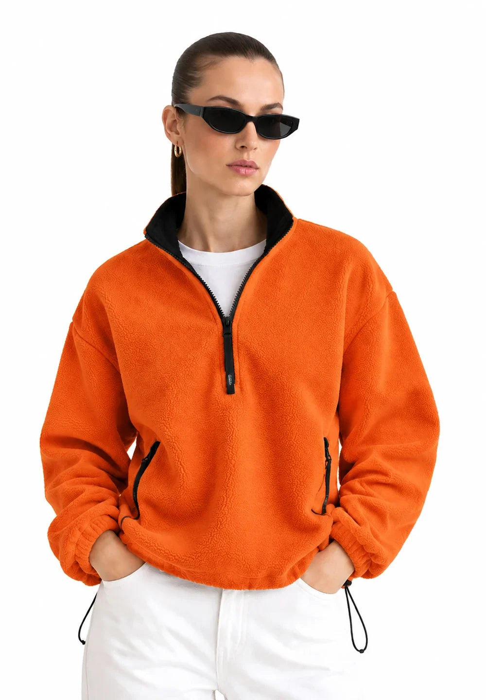 Women's Oversized Half-Zip Fleece Pullover