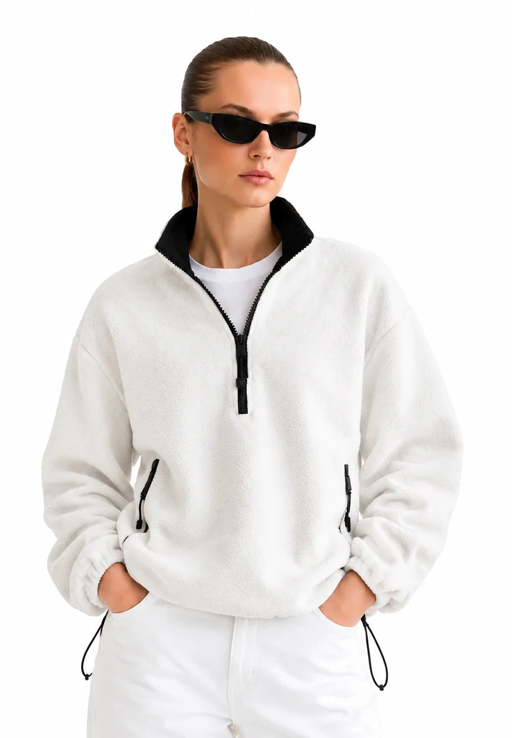 Women's Oversized Half-Zip Fleece Pullover