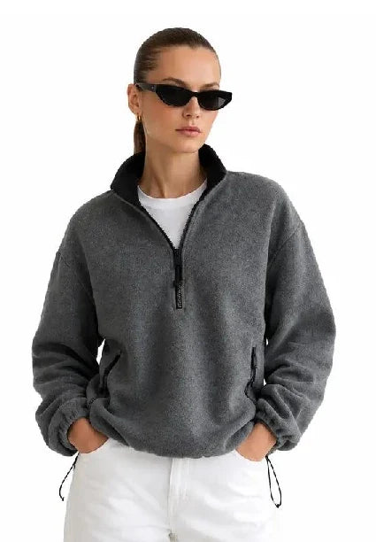 Women's Oversized Half-Zip Fleece Pullover