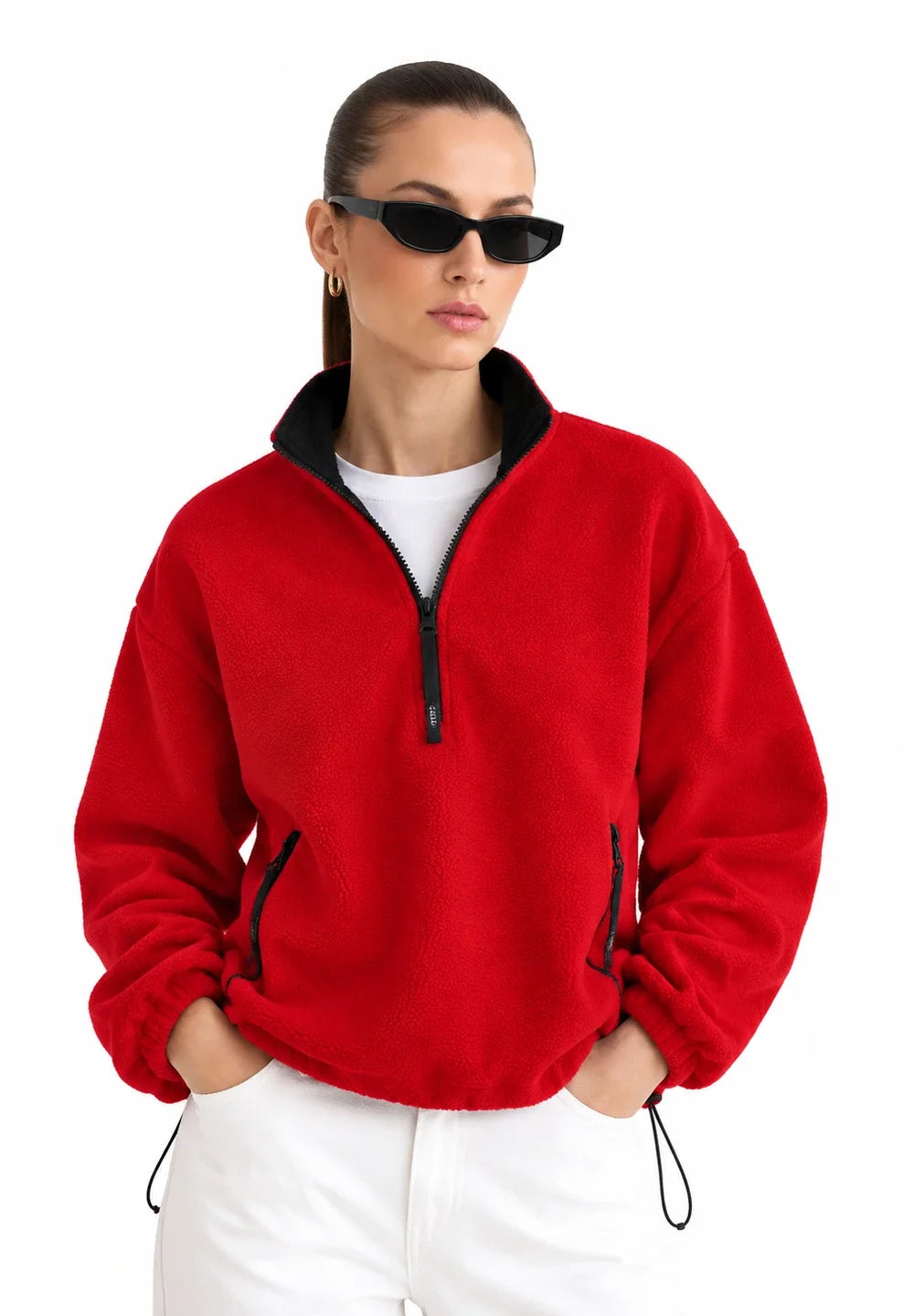 Women's Oversized Half-Zip Fleece Pullover