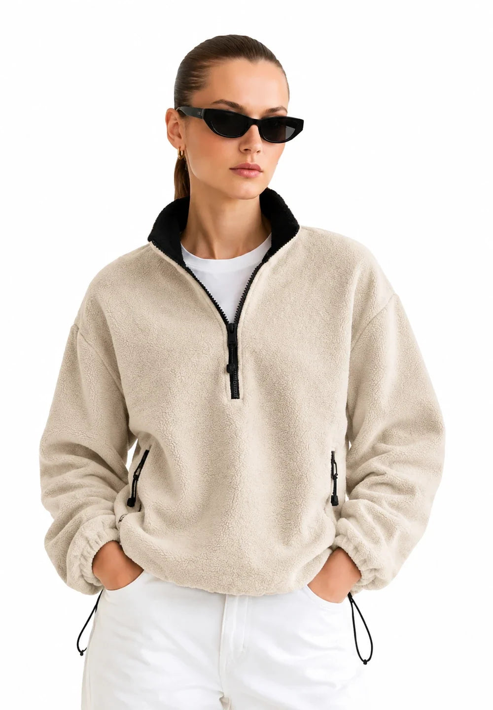 Women's Oversized Half-Zip Fleece Pullover