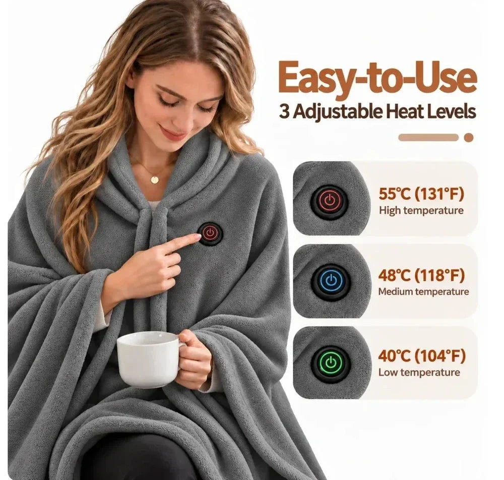 🔥 Christmas Sale — 50% OFF!❄️ Stay Warm All Winter — Portable Electric Heated Blanket Shawl
