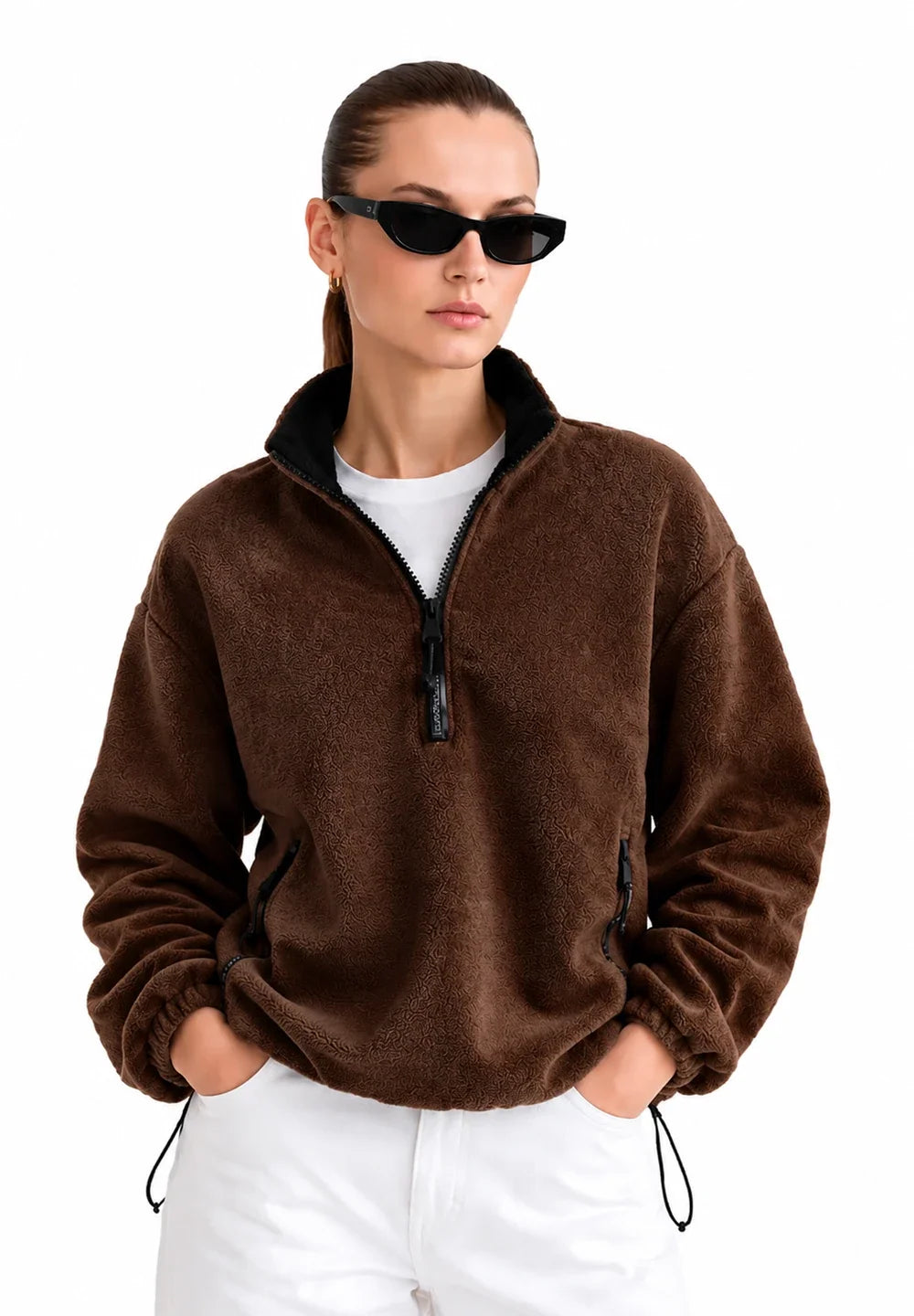 Women's Oversized Half-Zip Fleece Pullover