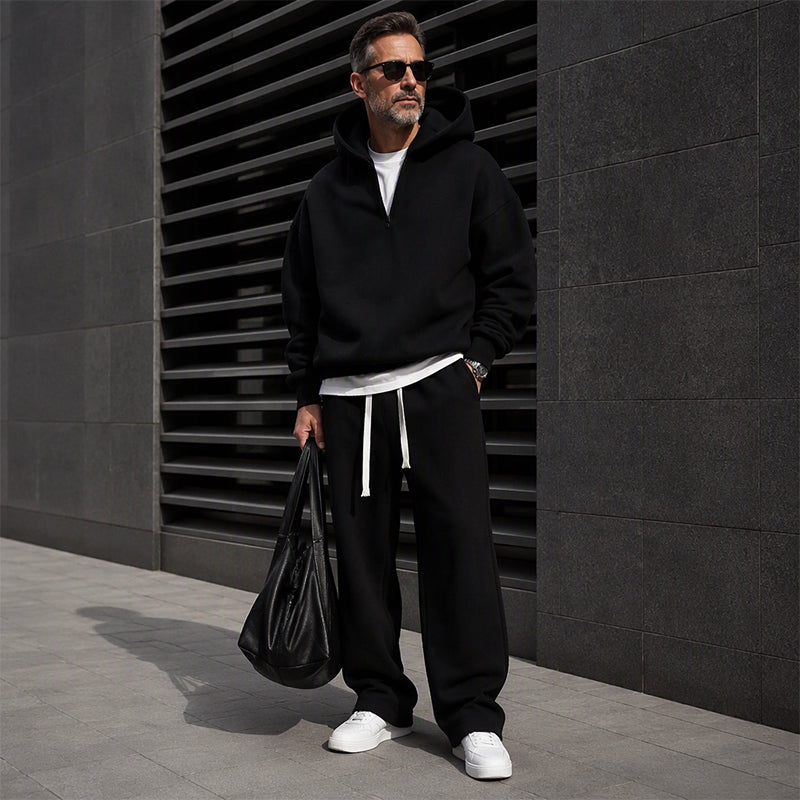 📢📢50%Rabatt!!!🎉✨Lässiges Halb-Zip Kapuzen-Sweatshirt & weite Hose für Herren – bequem, sportlich & vielseitig für Alltag, Sport & Freizeit
